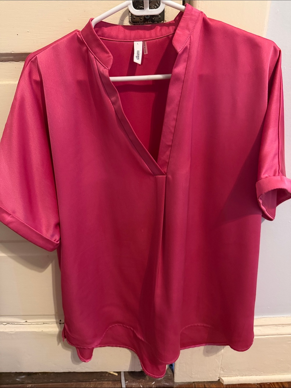 Women’s Pink V-Neck Blouse